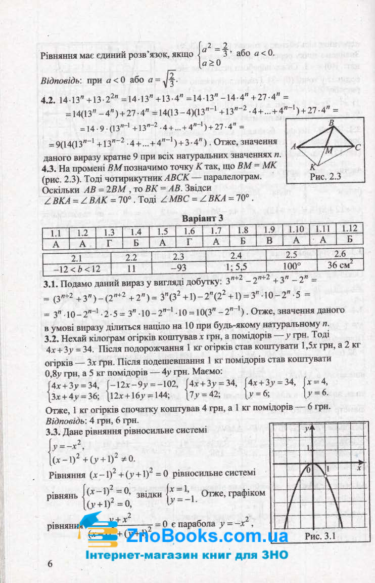 Відповіді до збірника Мерзляка математика ДПА 2022 9 клас : Гімназія купити 6